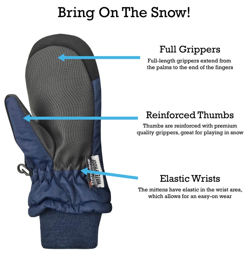N'Ice Caps Kids Waterproof Snow Mittens Cold Weather Thinsulate Insulated (Navy Black, 4-5 Years) - Image 4